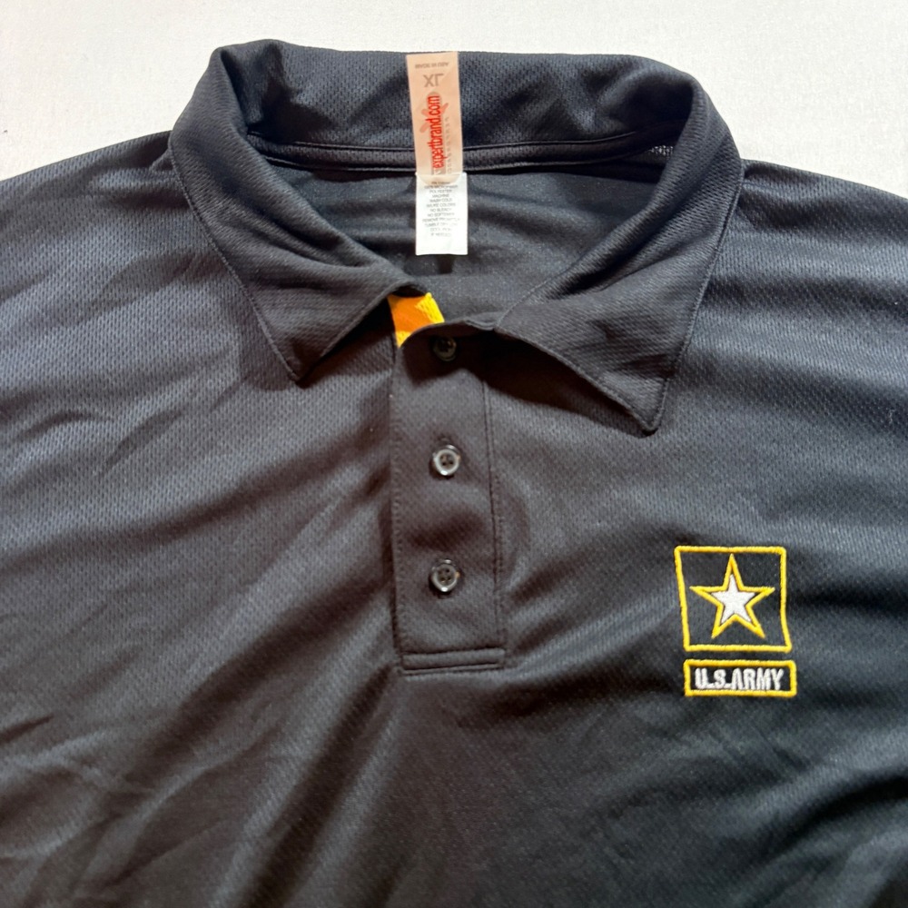 Expert Performance US Army Polo Shirt Mens XL Black Yellow Microfiber Golf Gym